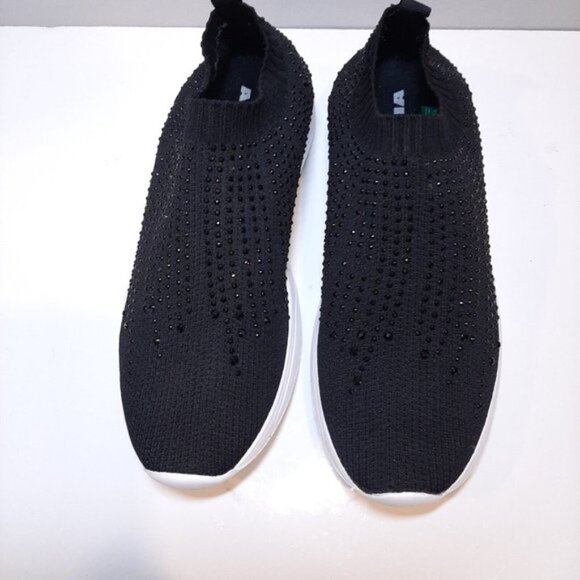 Alia Womens Size 8 Black Glitter Shoes Sparkle Studded Casual Slip On Sneakers - Picture 3 of 14